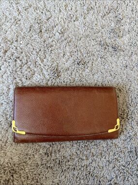 Cartier Brown Leather Wallet with Gold Corners